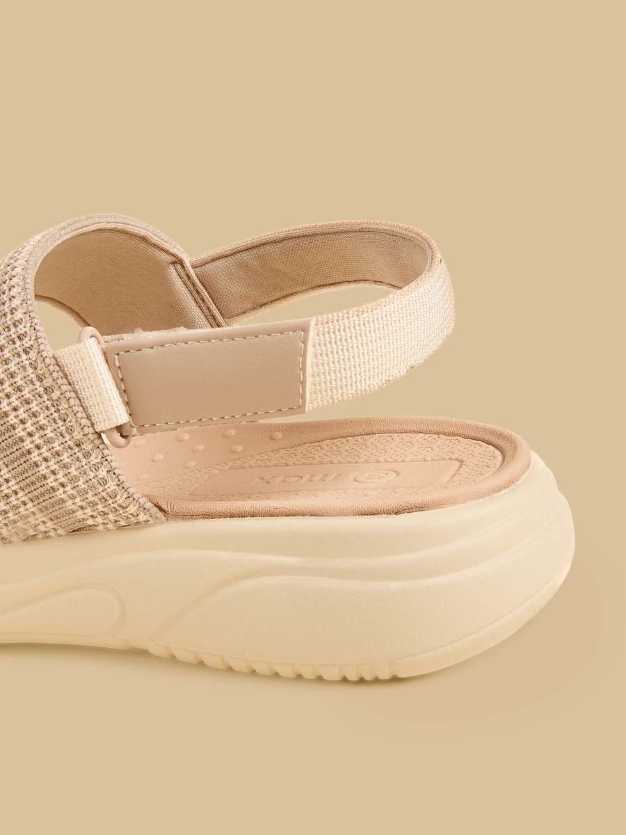 Textured Sandals with Hook and Loop Closure