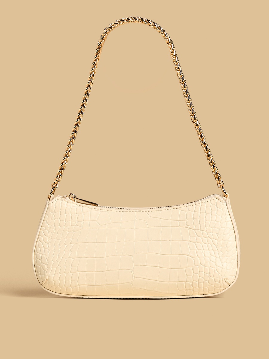 Textured Shoulder Bag with Chain Strap