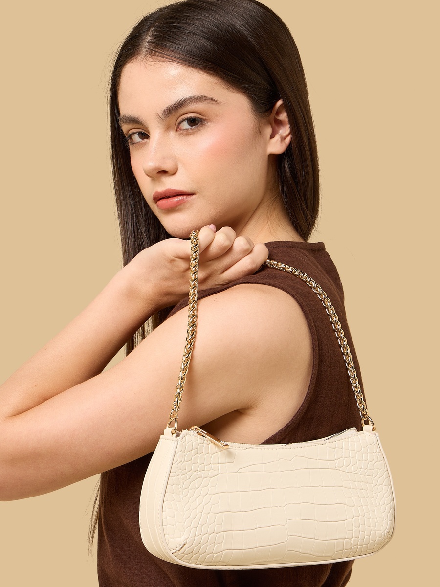 Textured Shoulder Bag with Chain Strap
