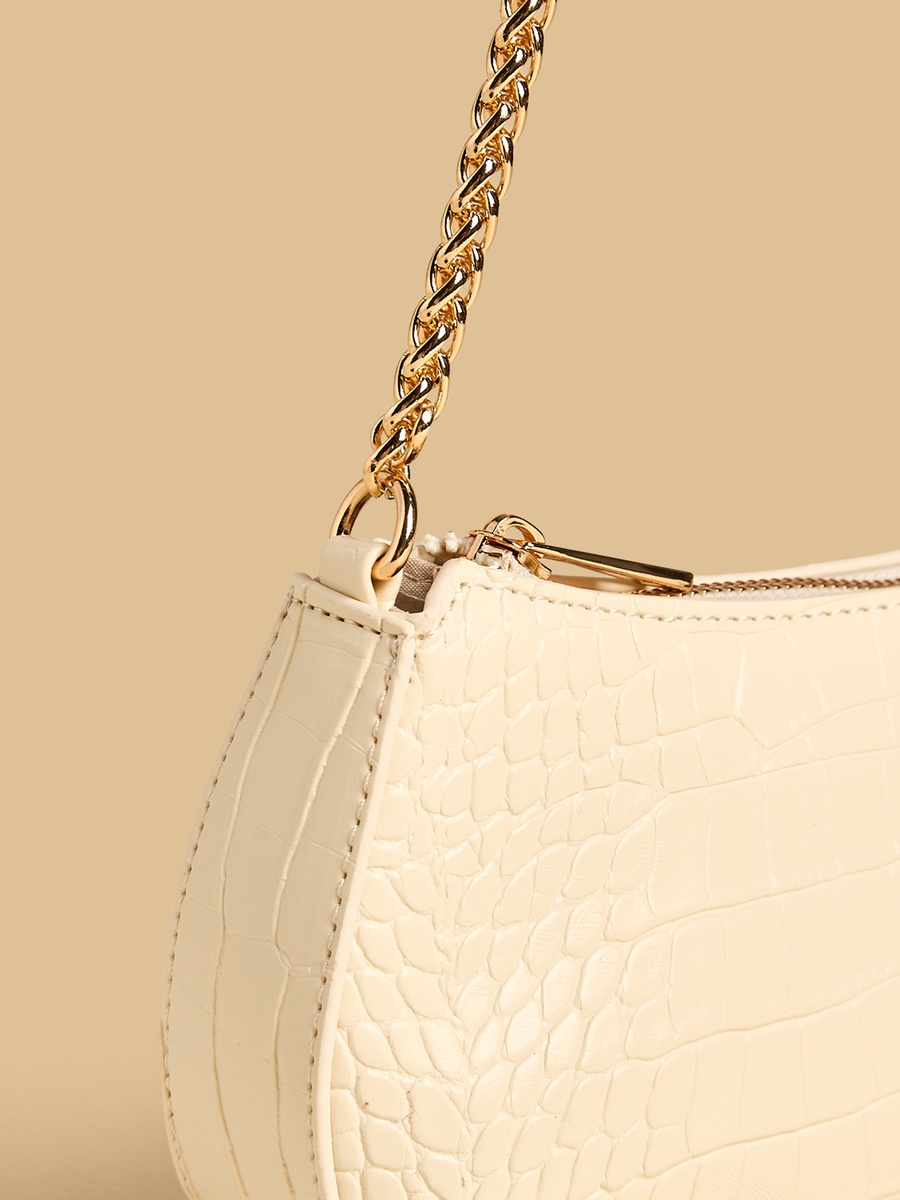 Textured Shoulder Bag with Chain Strap