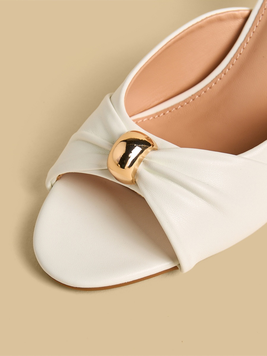 Peep-Toe Flared Heel Sandals