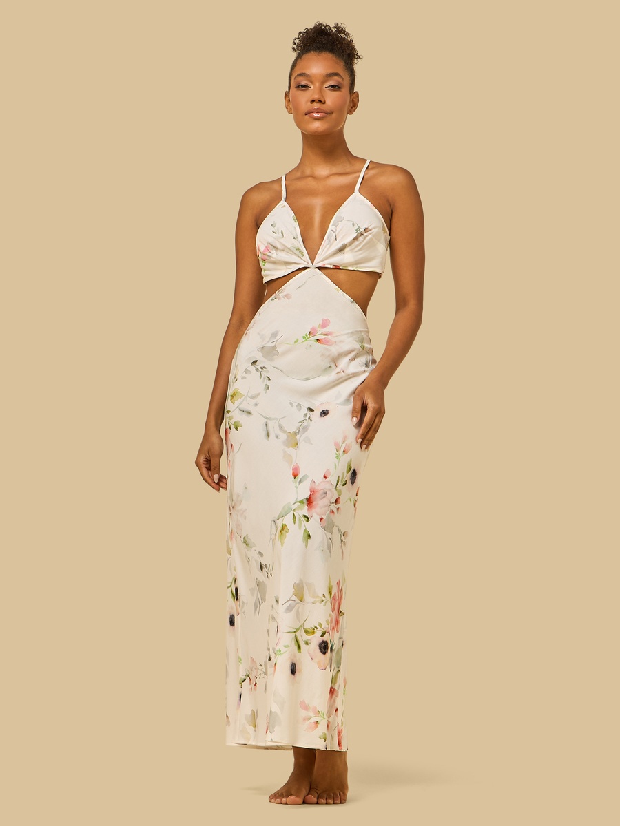 Floral Print Cutout Detail Chemise