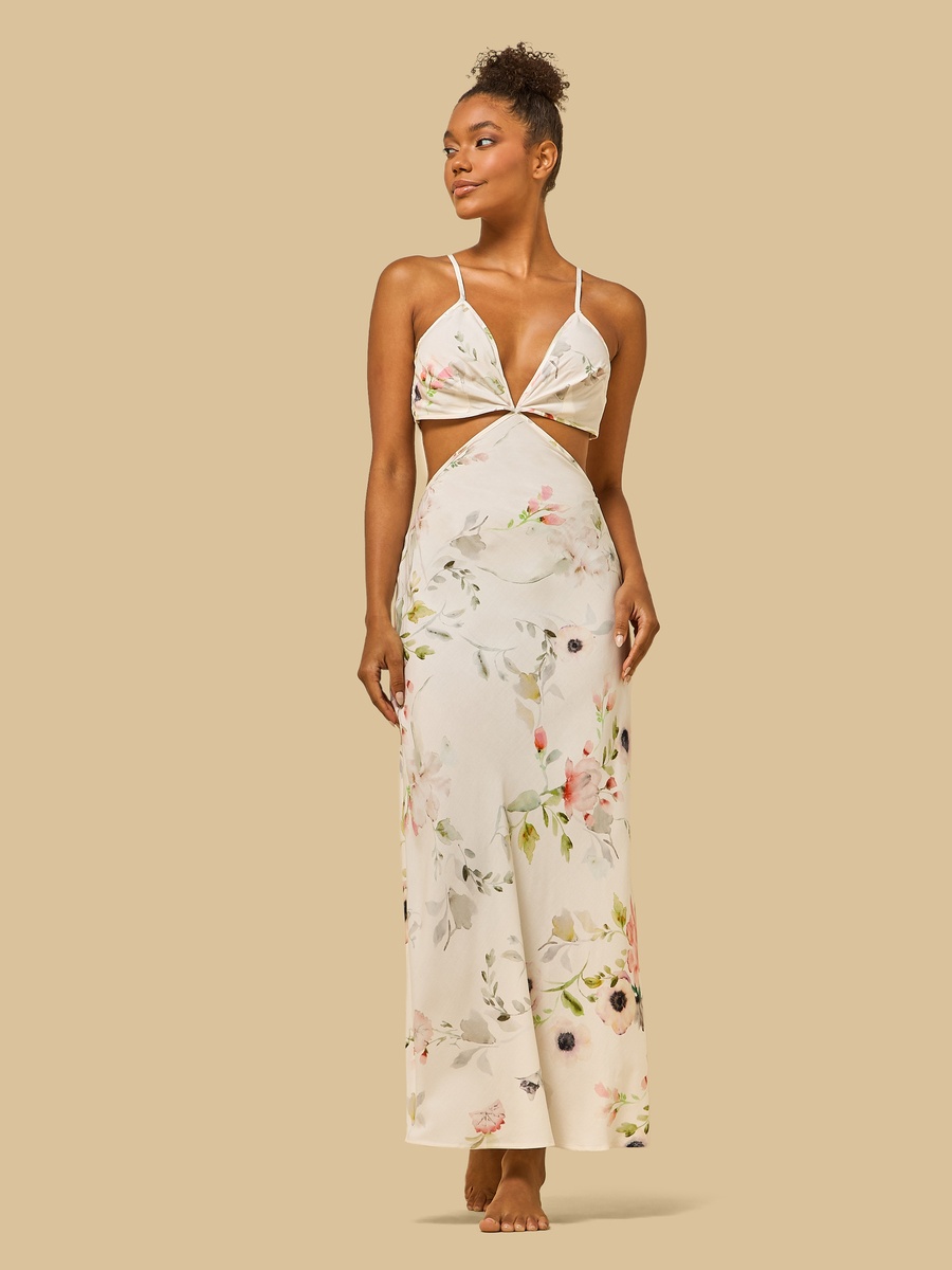 Floral Print Cutout Detail Chemise
