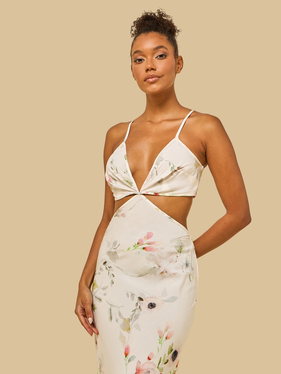 Floral Print Cutout Detail Chemise