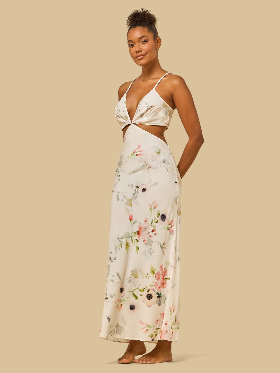 Floral Print Cutout Detail Chemise