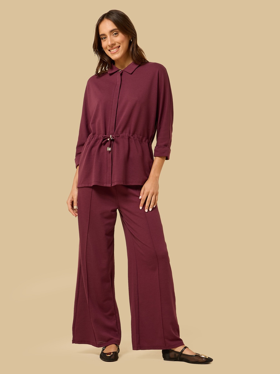 Textured Pintuck Wide Leg Pants