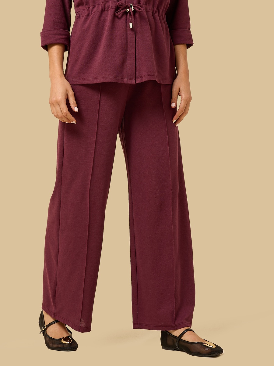 Textured Pintuck Wide Leg Pants