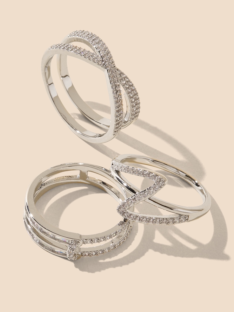 Pack of 3 - Stone Embellished Ring