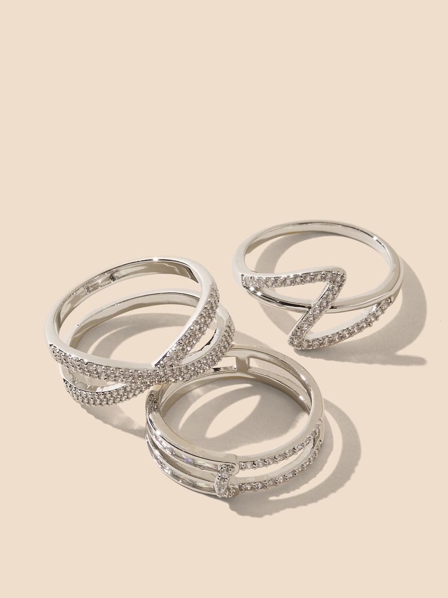 Pack of 3 - Stone Embellished Ring