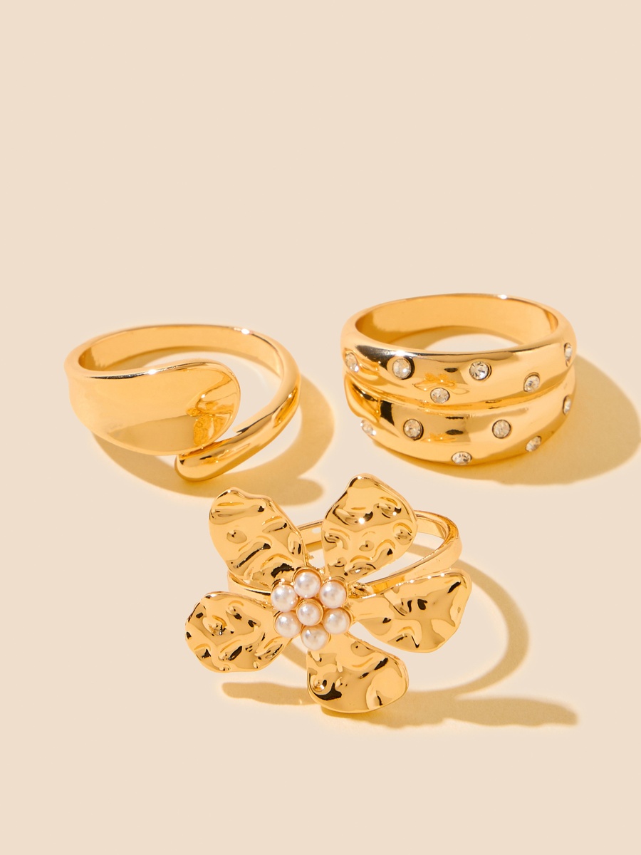 Pack of 3 - Embellished Metallic Ring