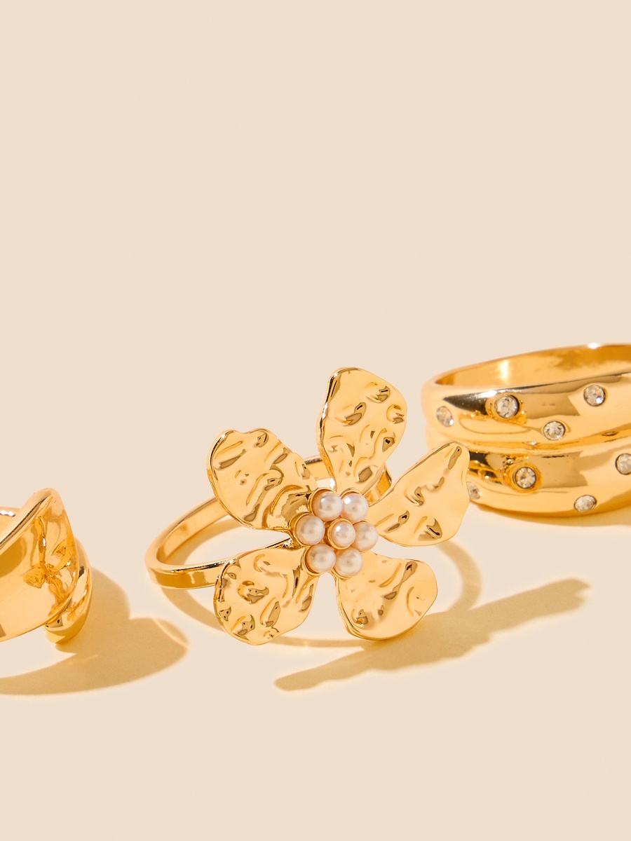 Pack of 3 - Embellished Metallic Ring