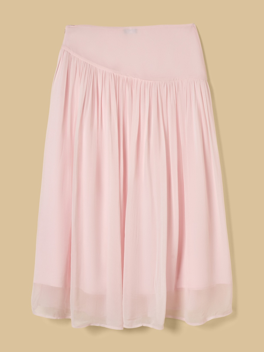 Flared Asymmetric Waist Midi Skirt