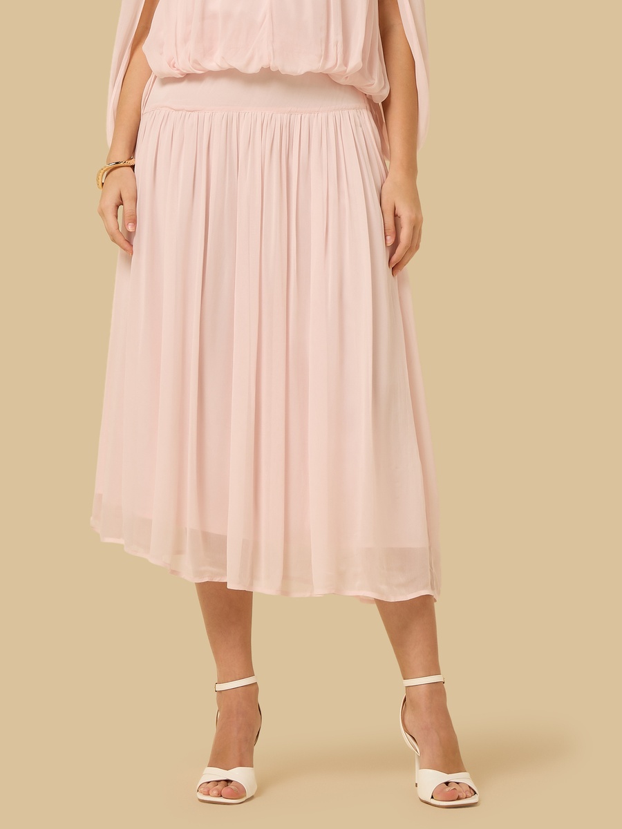 Flared Asymmetric Waist Midi Skirt