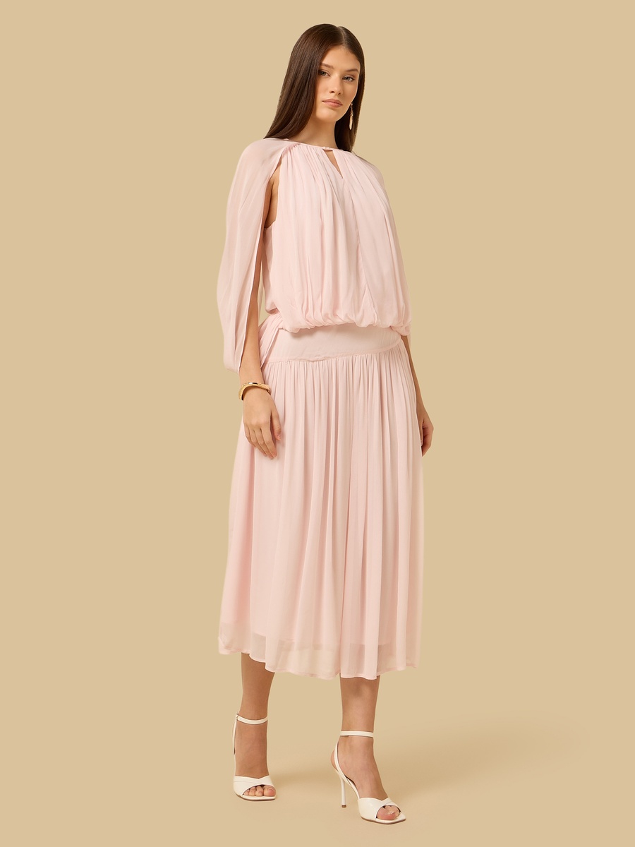 Flared Asymmetric Waist Midi Skirt