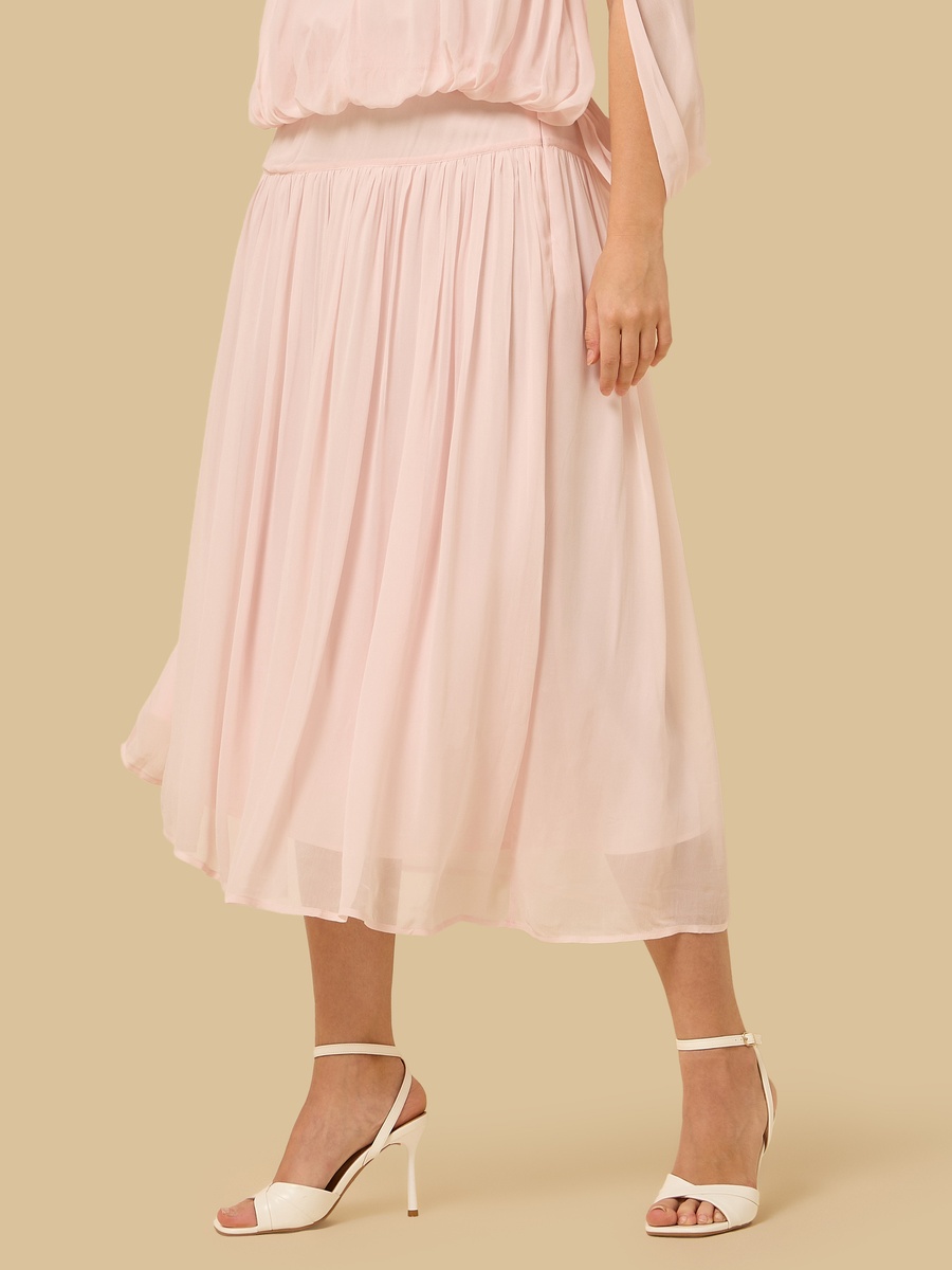 Flared Asymmetric Waist Midi Skirt