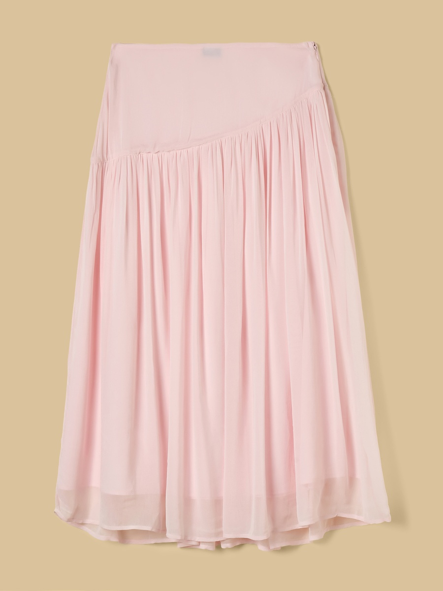 Flared Asymmetric Waist Midi Skirt