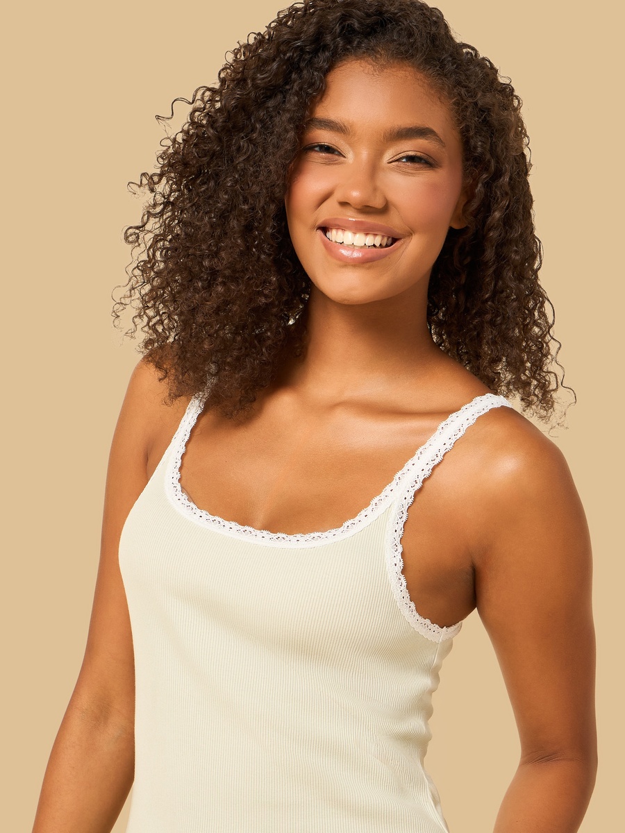Ribbed Vest with Lace Inserts