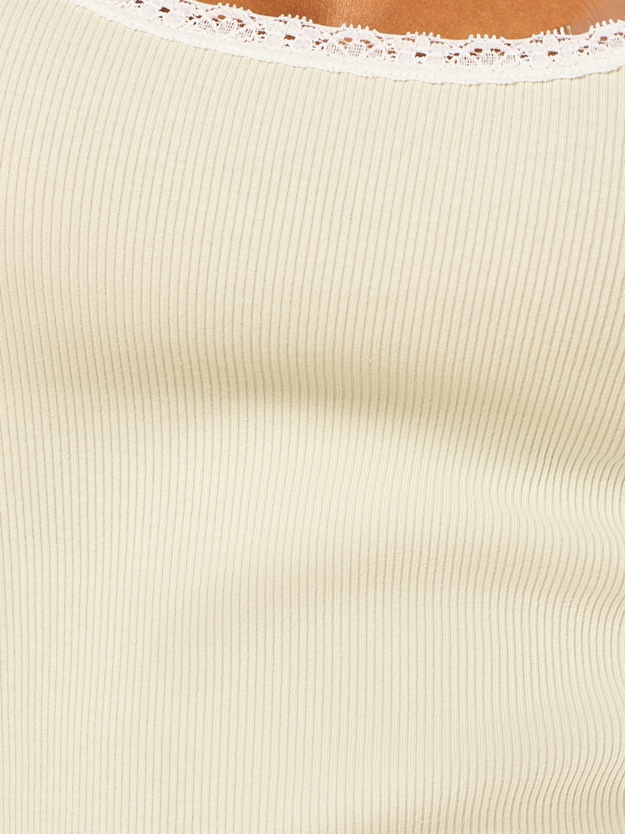Ribbed Vest with Lace Inserts