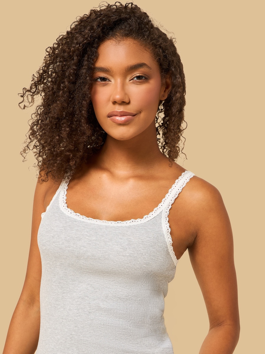 Ribbed Vest with Lace Inserts