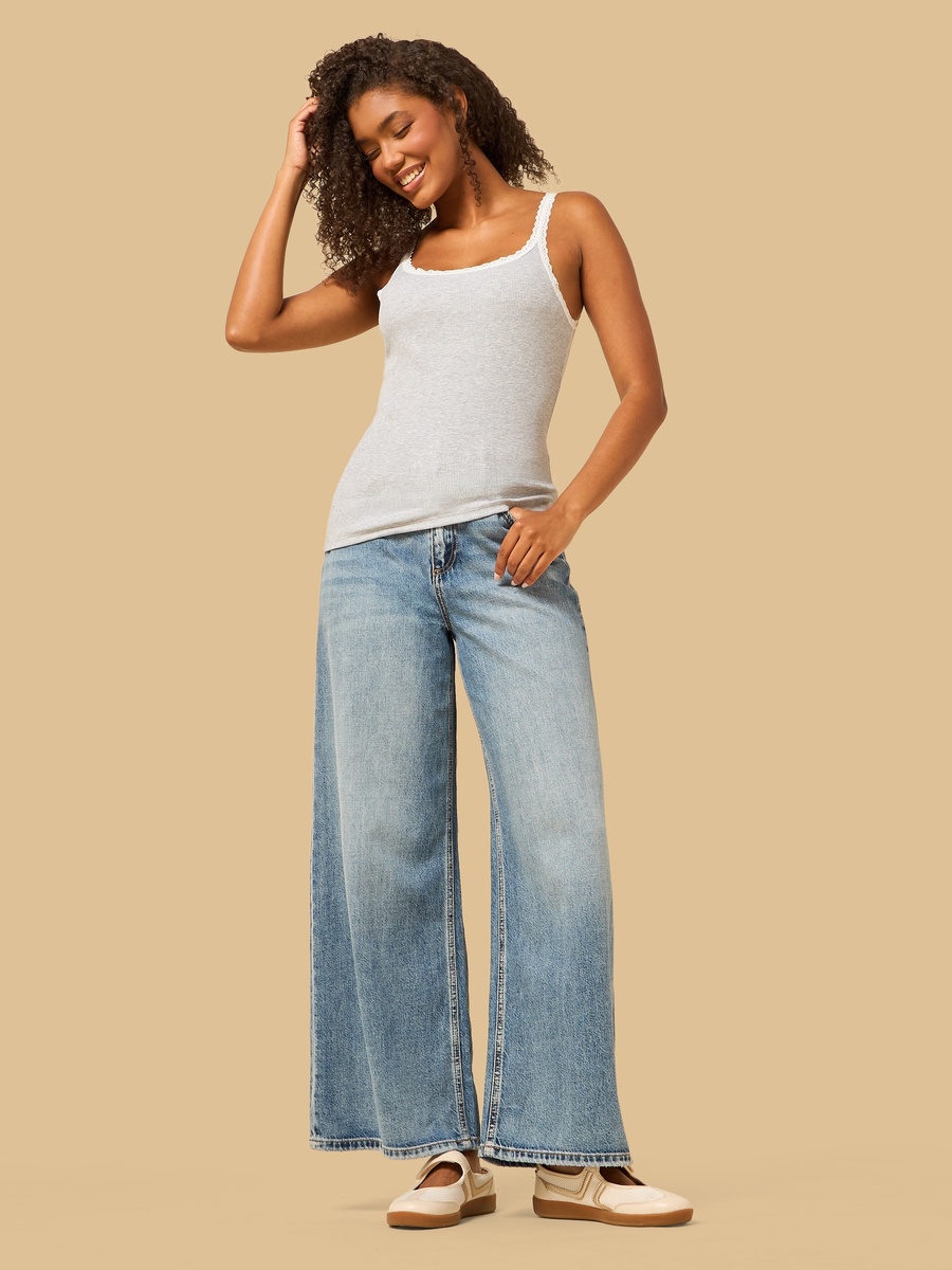 Ribbed Vest with Lace Inserts