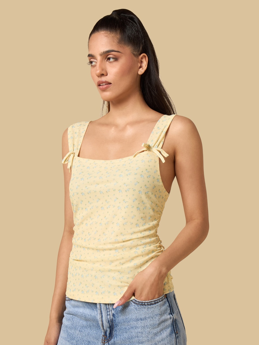 Floral Print Mesh Top