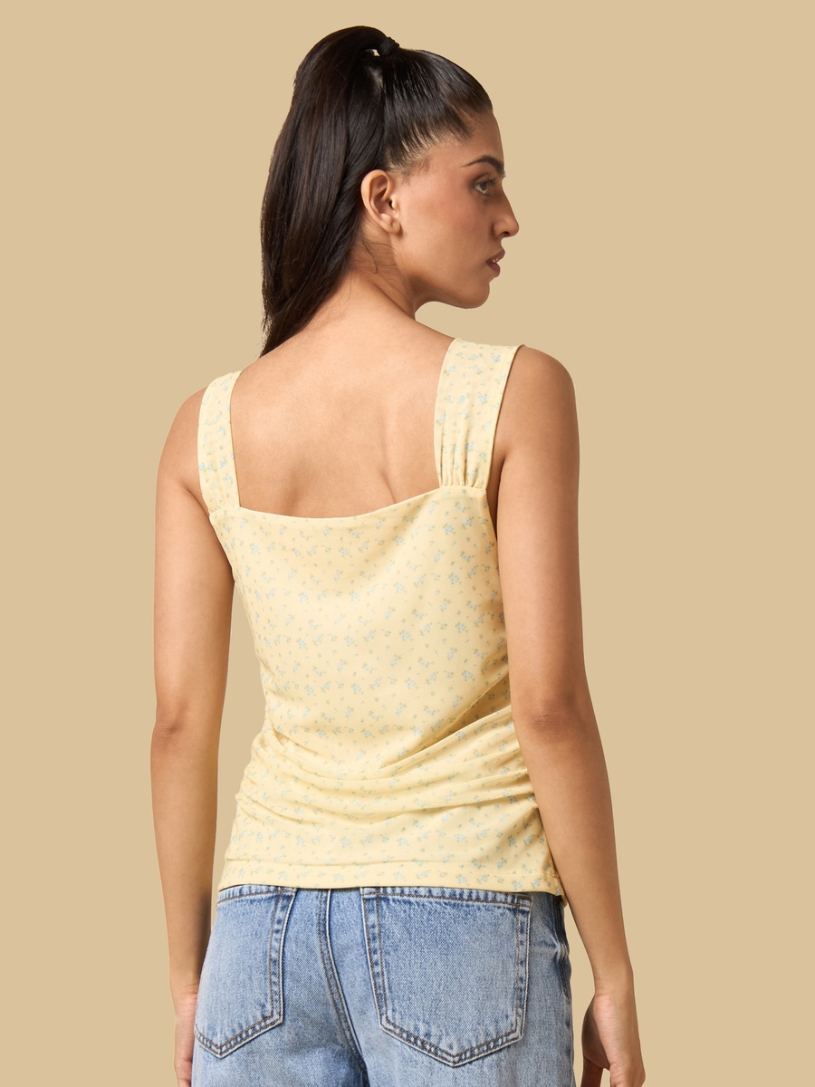 Floral Print Mesh Top