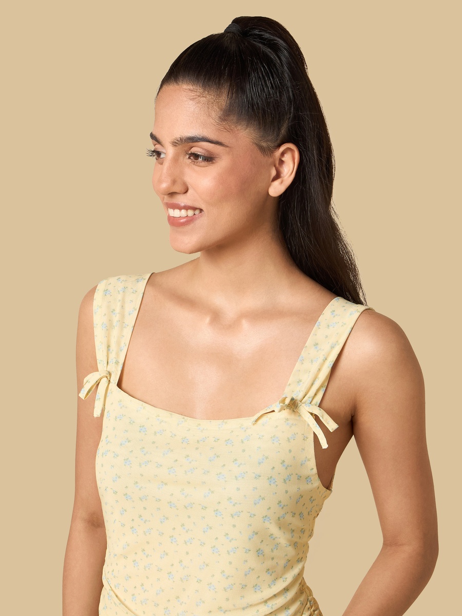Floral Print Mesh Top