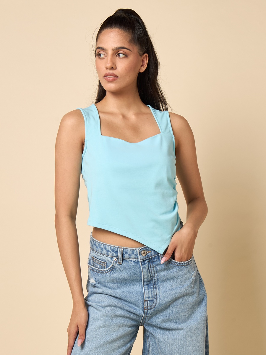 Square Neck Sleeveless Asymmetric Top