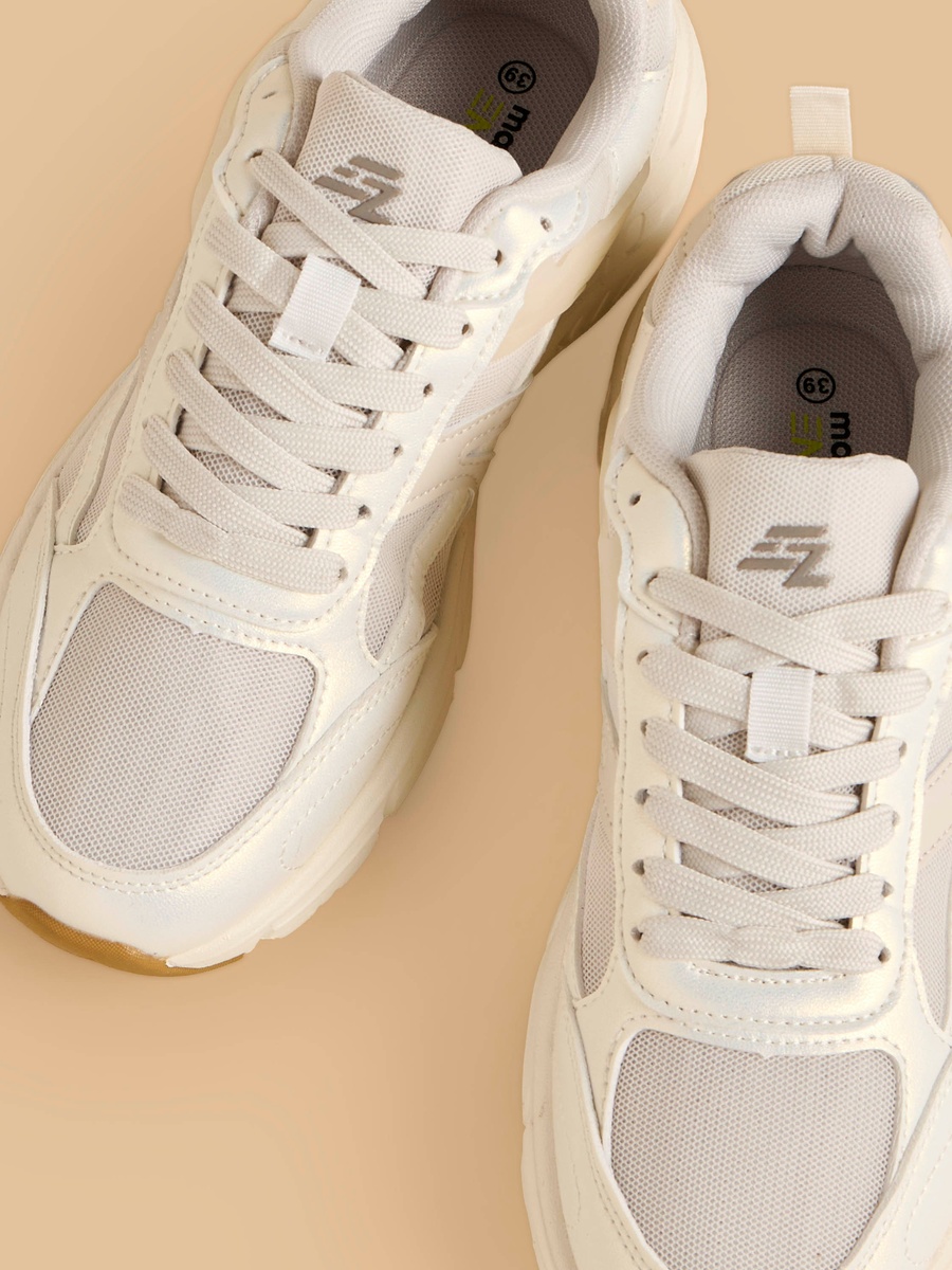 Panelled Sports Shoes with Lace-Up Closure