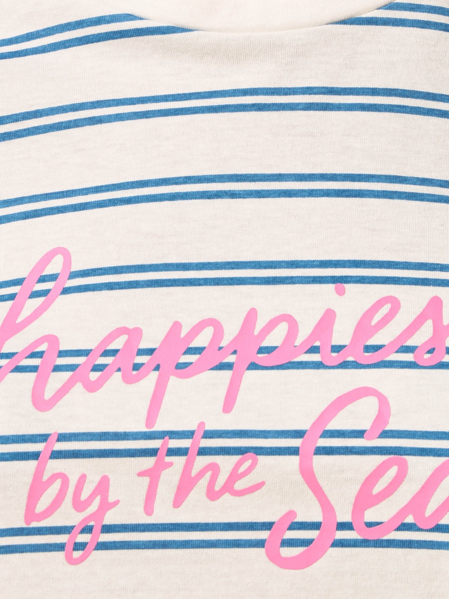 Slogan Print Striped T-Shirt