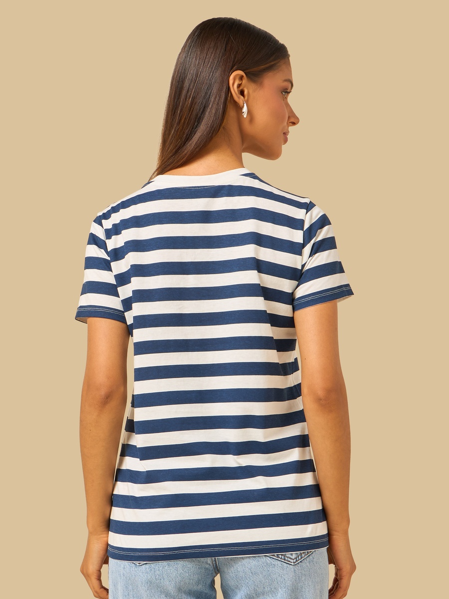 Slogan Print Striped T-Shirt