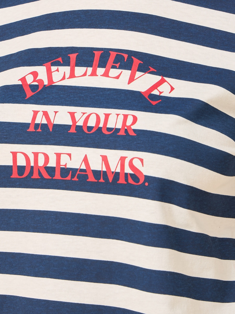 Slogan Print Striped T-Shirt