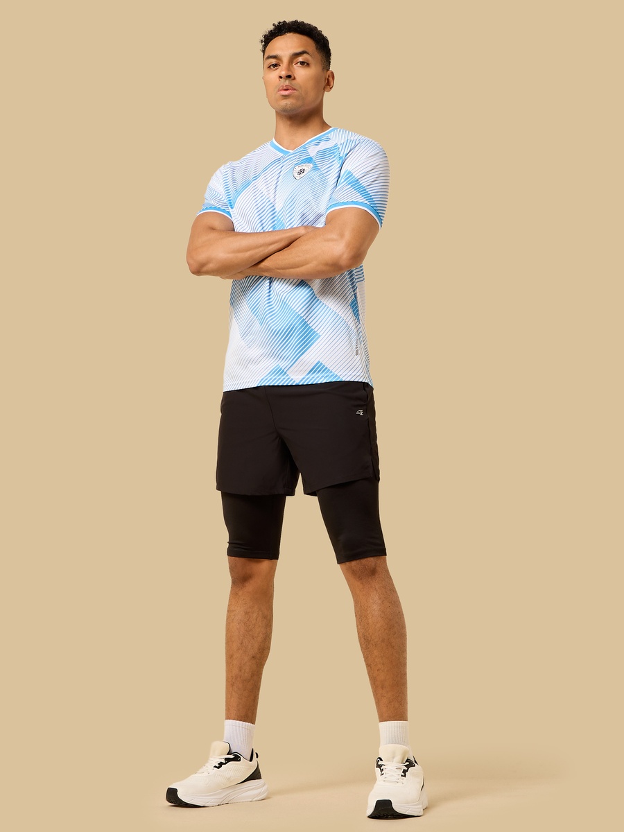 Brave Blues Print V Neck T-Shirt