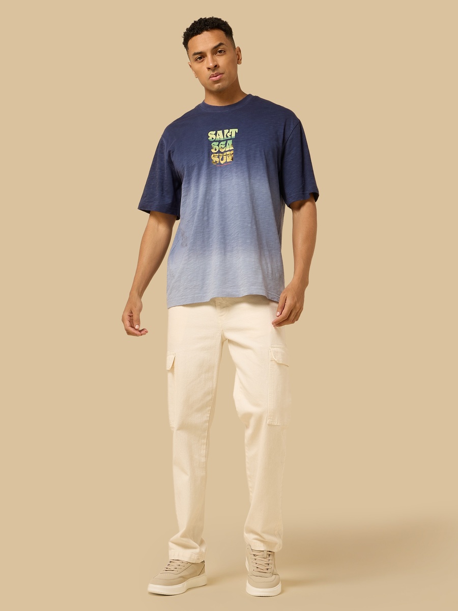 Ombre Tropical Print Slub T-Shirt