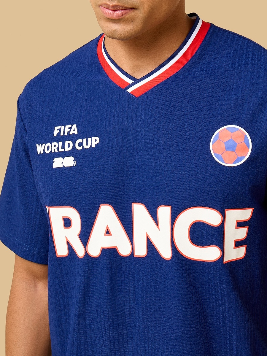 France Print Relaxed Fit V Neck T-Shirt