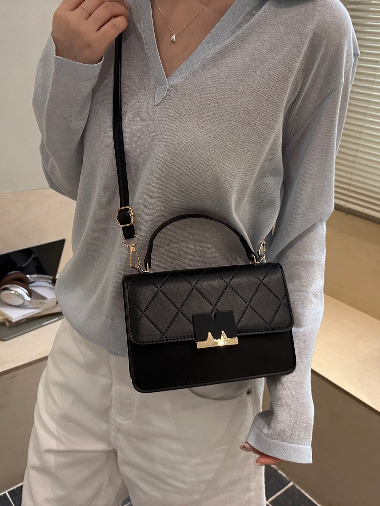 Textured Flap Crossbody Bag
