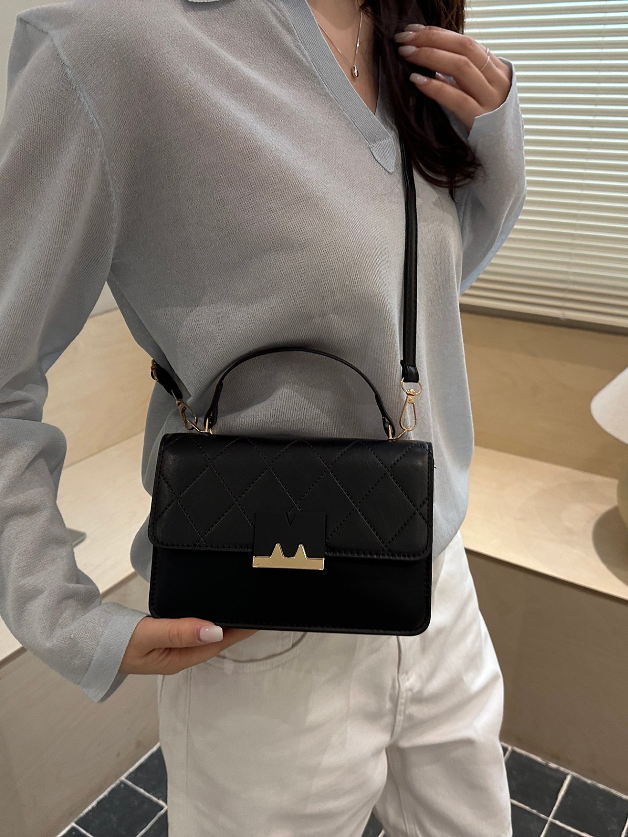 Textured Flap Crossbody Bag
