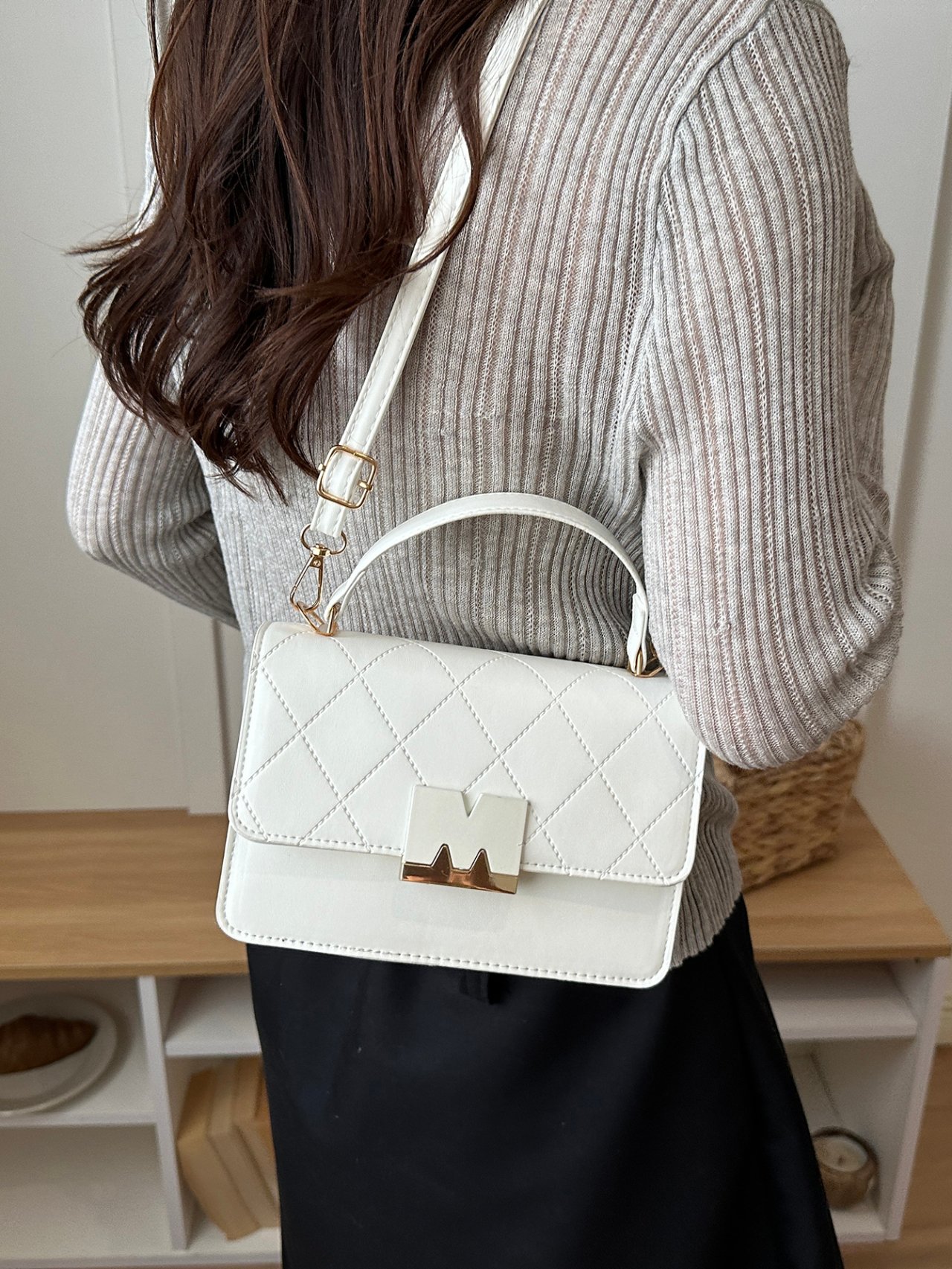 Textured Flap Crossbody Bag