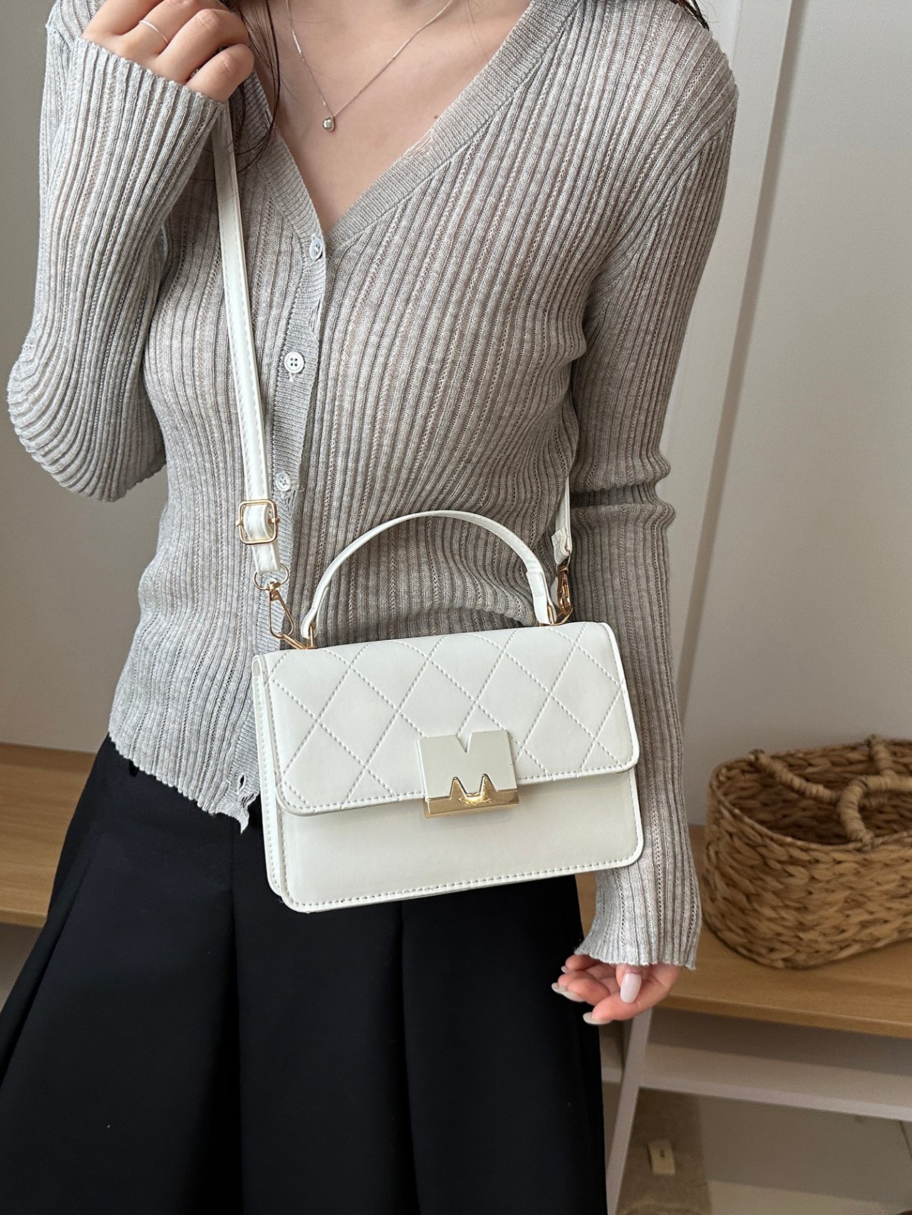 Textured Flap Crossbody Bag