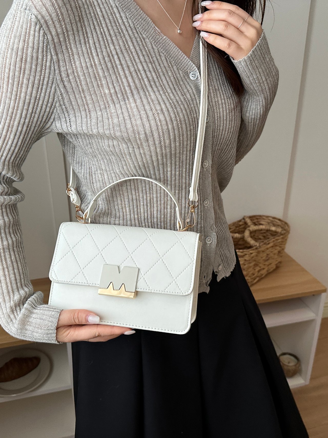 Textured Flap Crossbody Bag