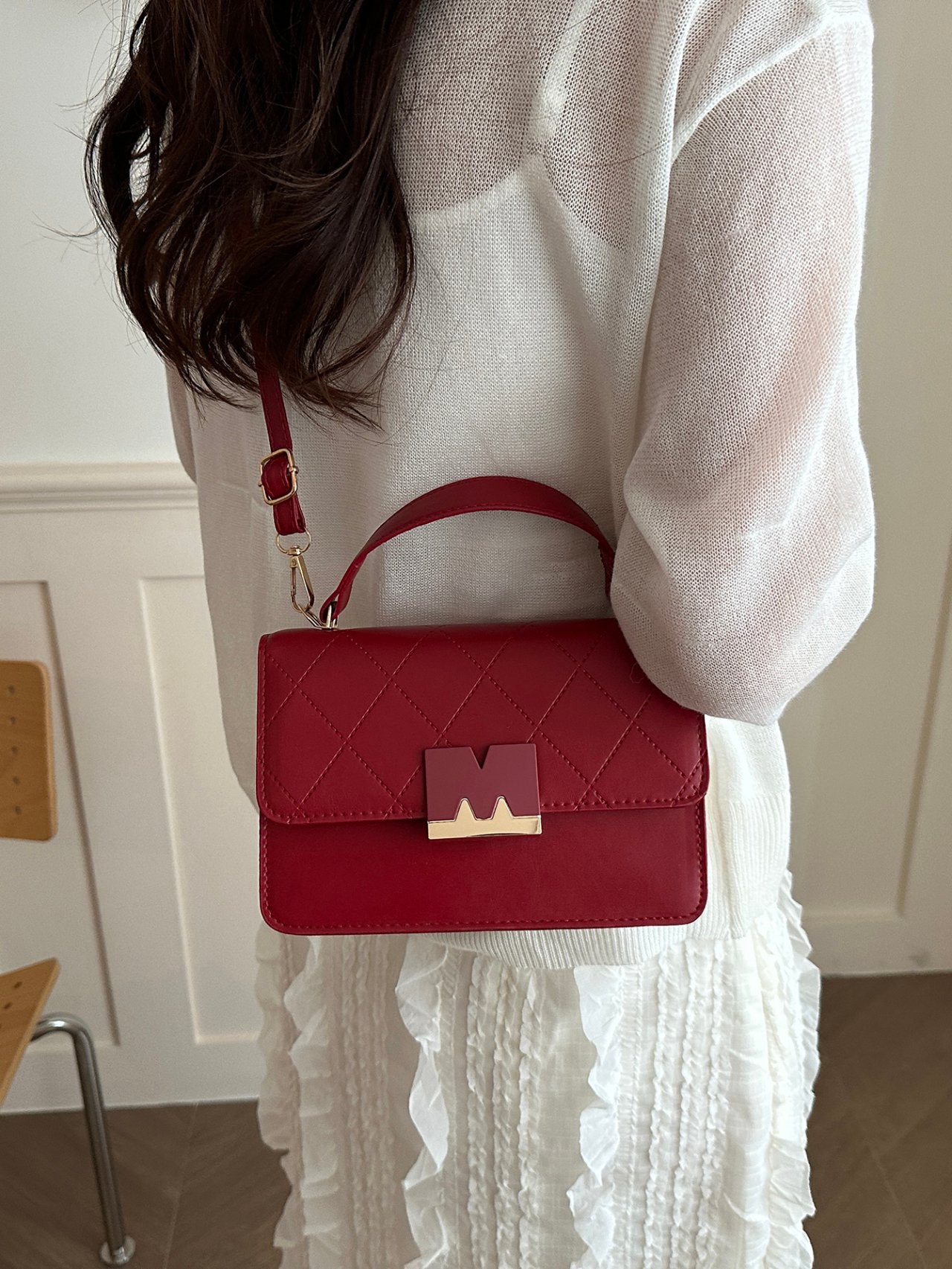 Textured Flap Crossbody Bag