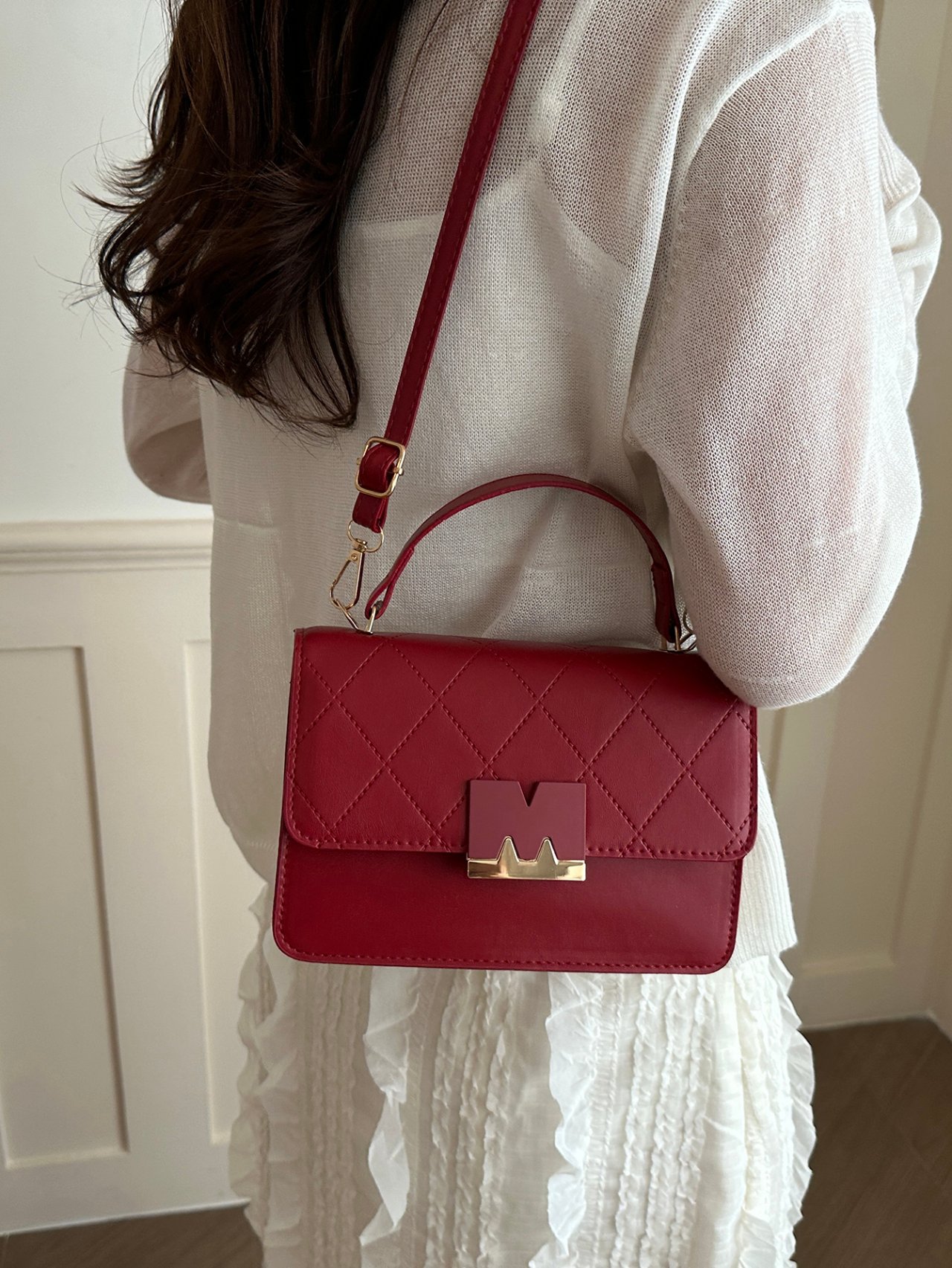 Textured Flap Crossbody Bag