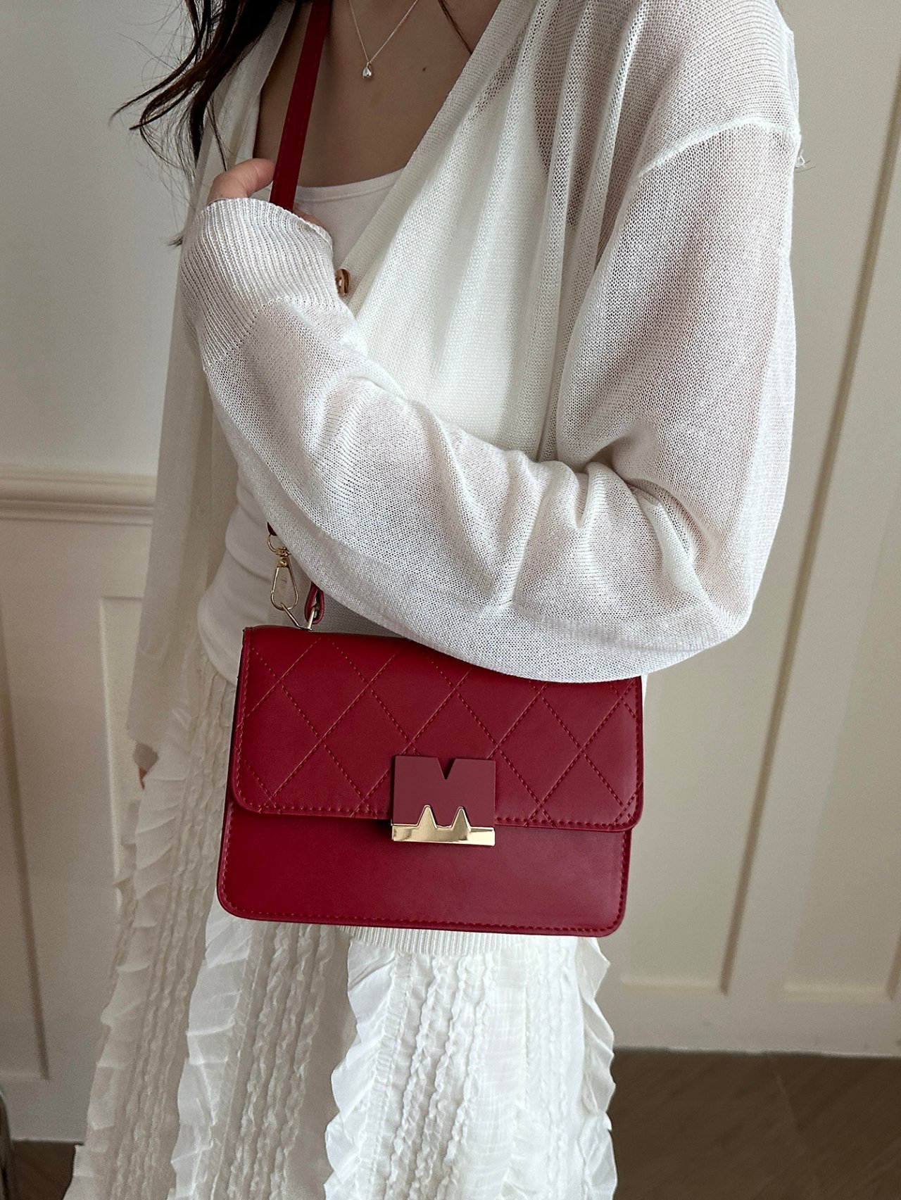 Textured Flap Crossbody Bag