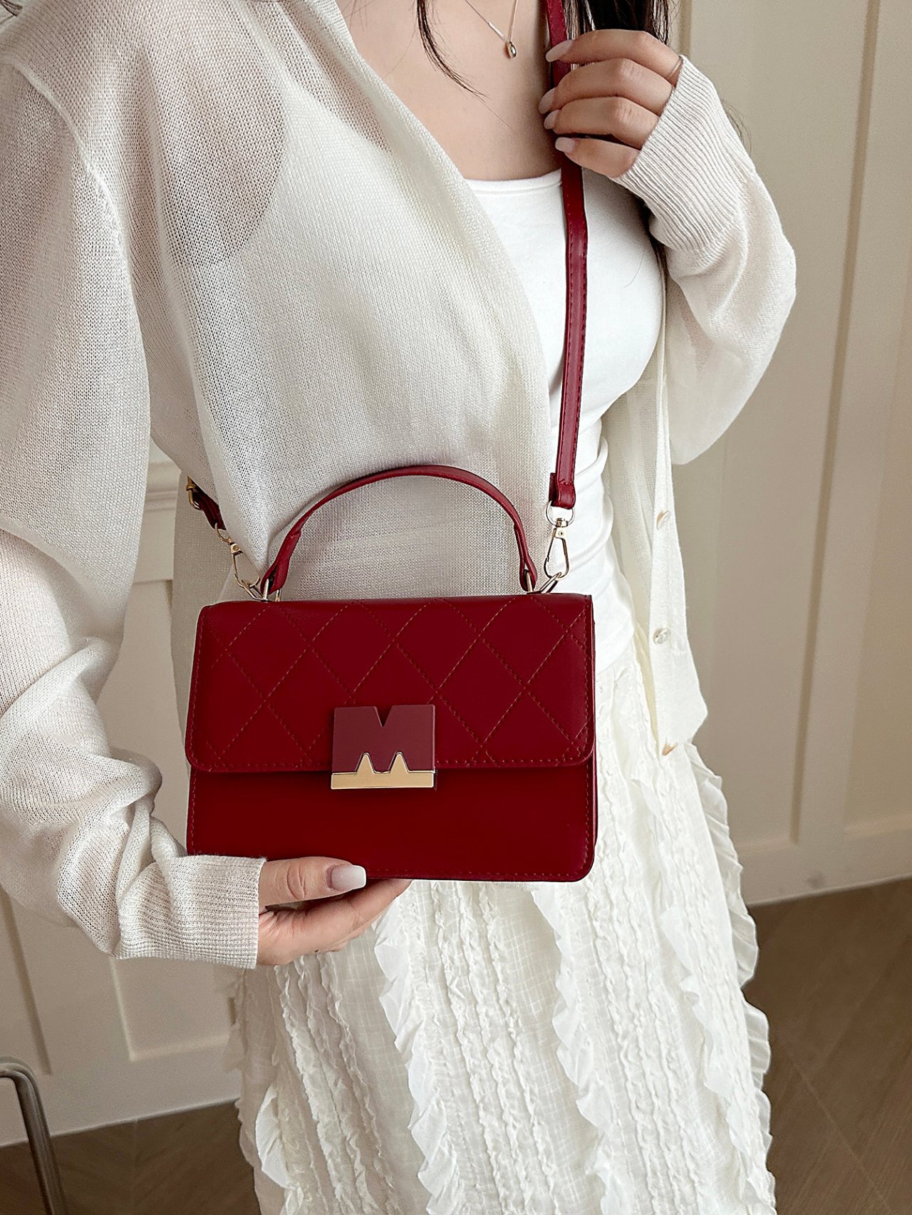 Textured Flap Crossbody Bag