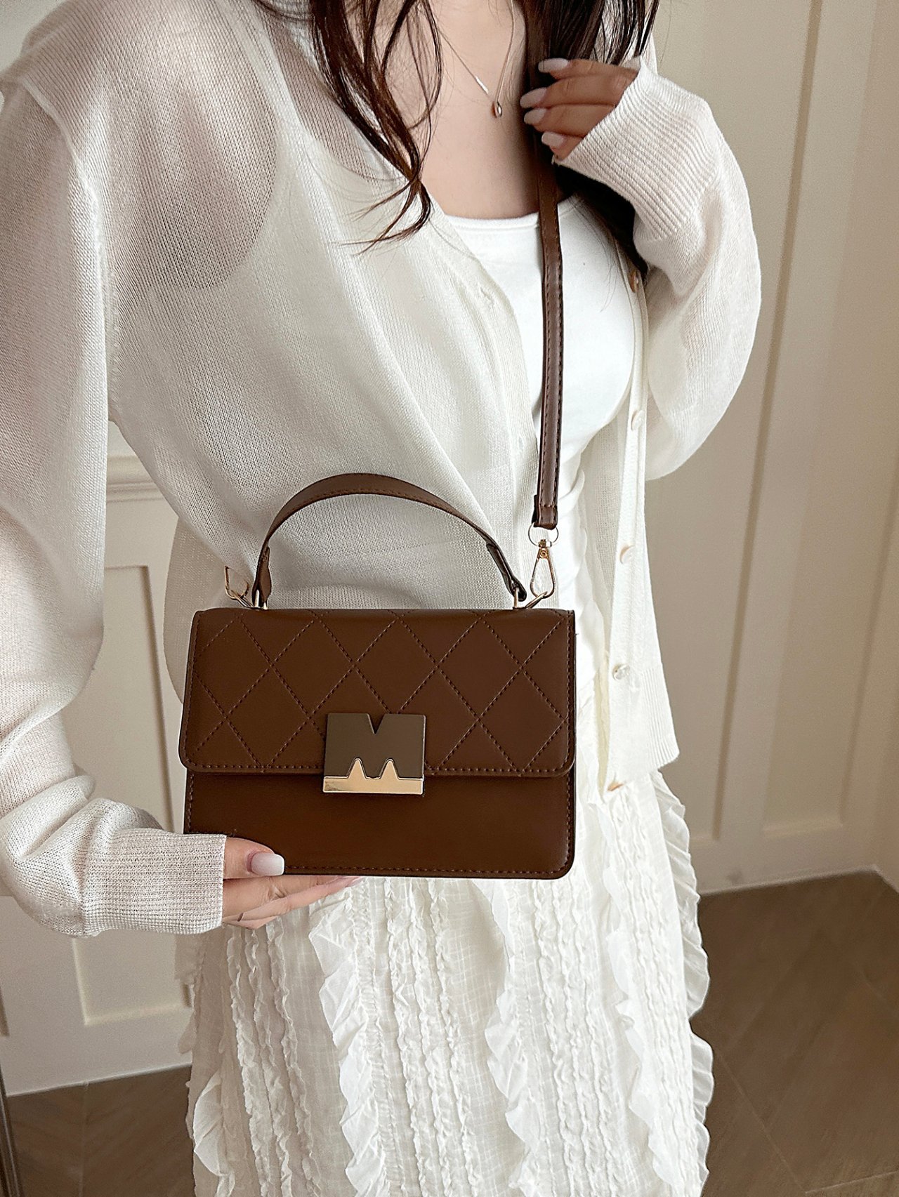 Textured Flap Crossbody Bag