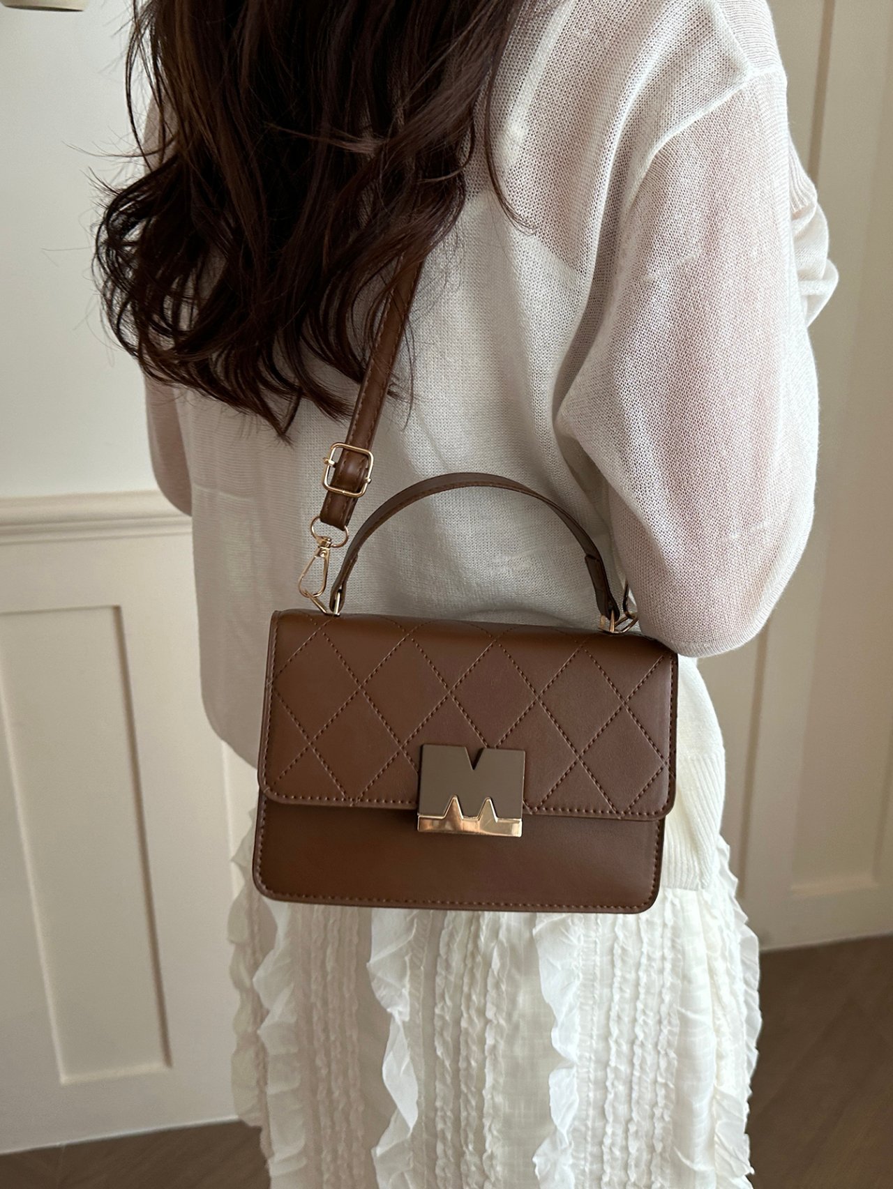 Textured Flap Crossbody Bag