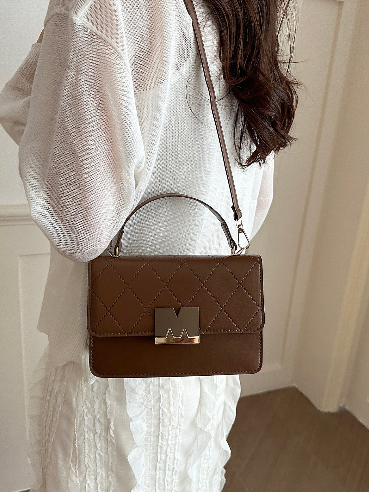 Textured Flap Crossbody Bag