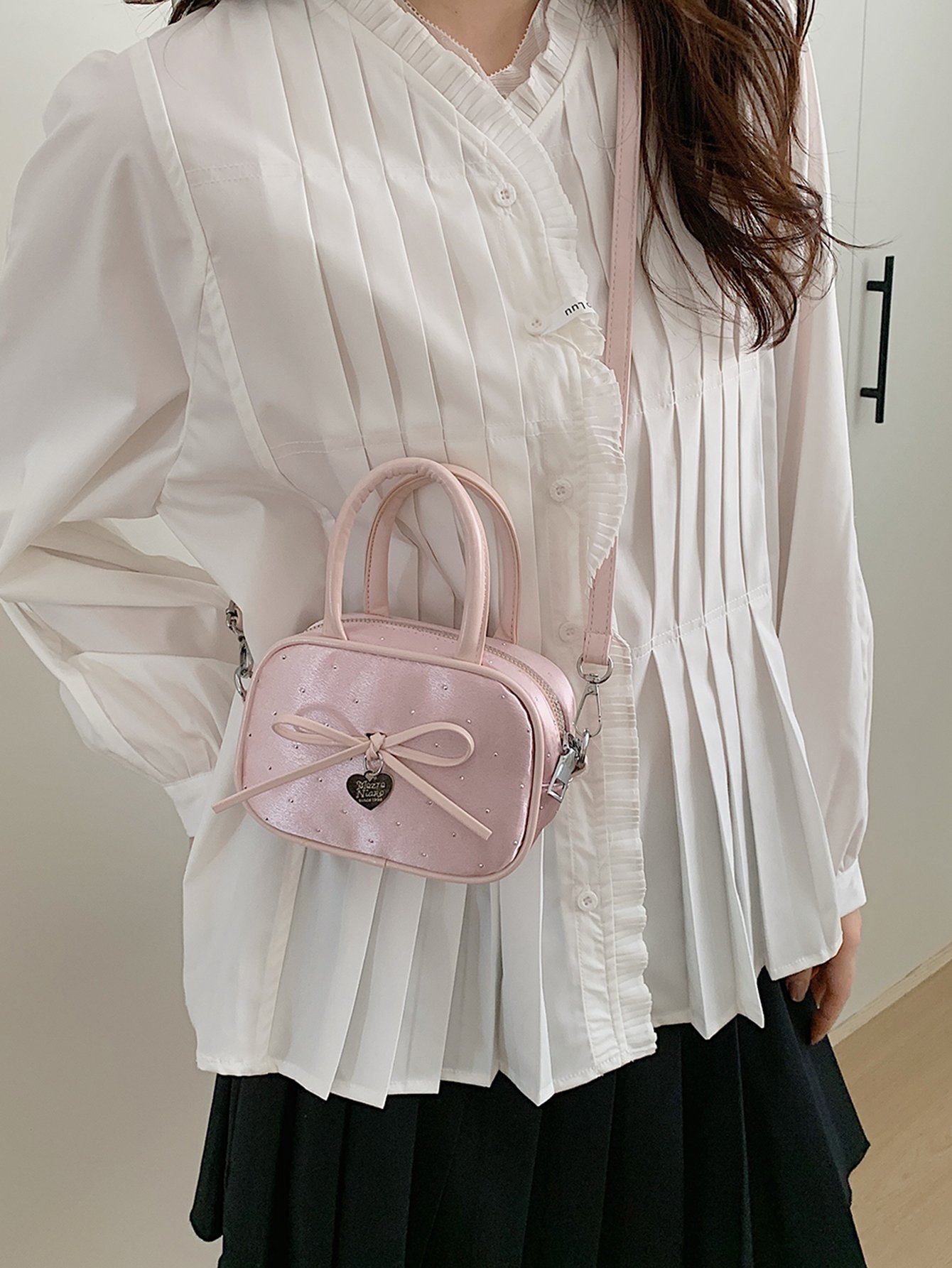 Bow Detail Crossbody Bag with Top Handle