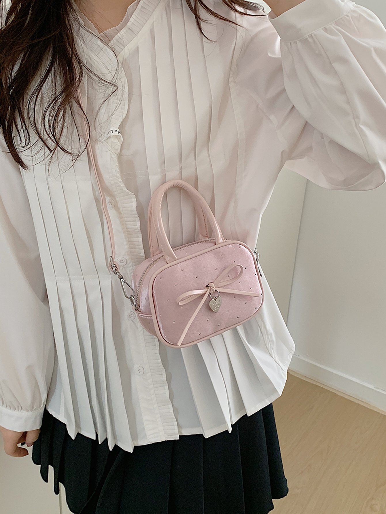 Bow Detail Crossbody Bag with Top Handle