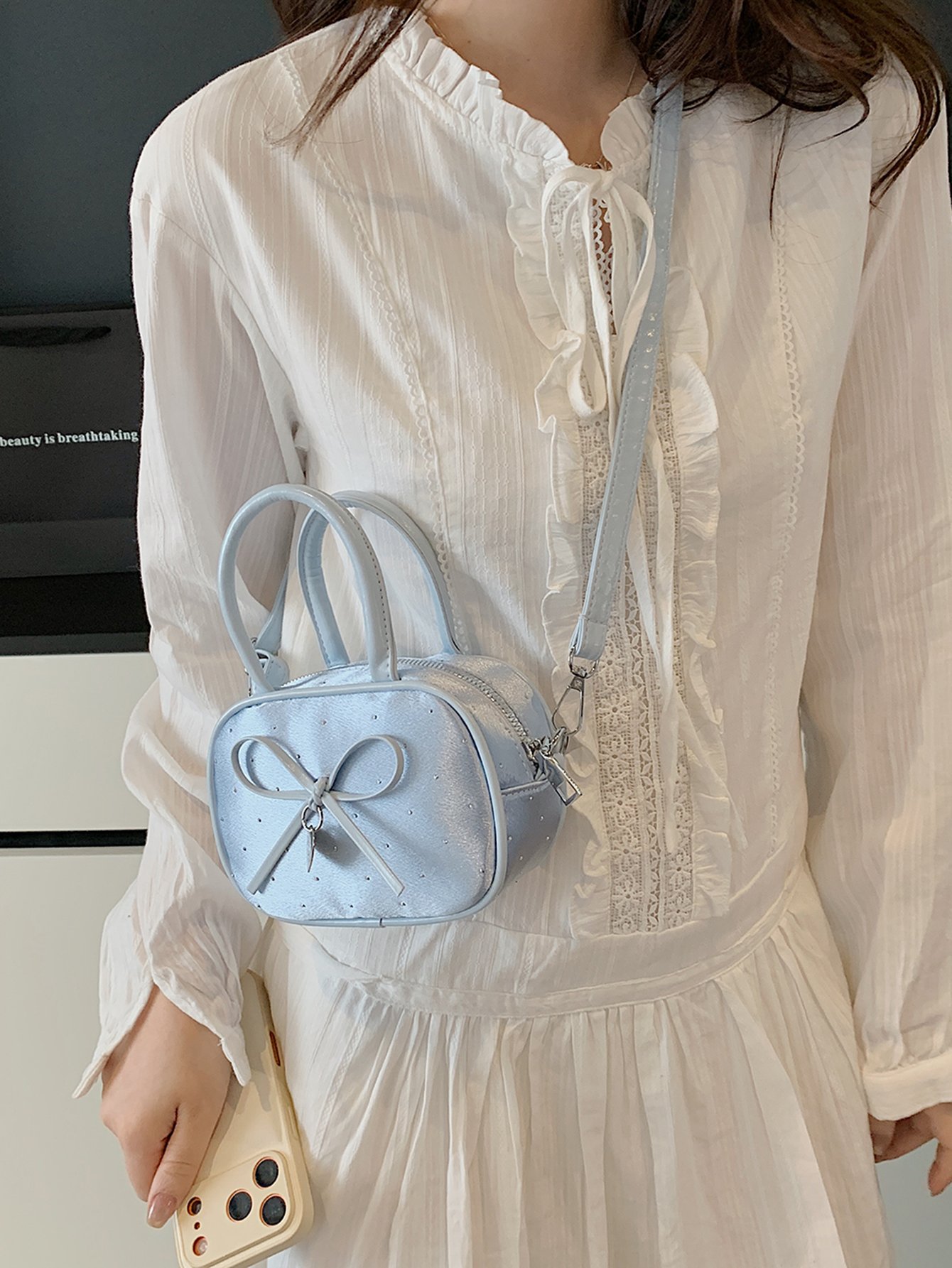 Bow Detail Crossbody Bag with Top Handle